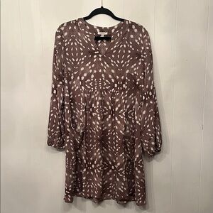 JODIFL Mauve Brown Print V-Neck Tunic Top